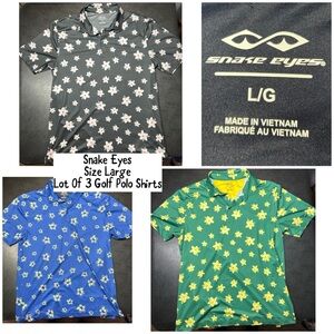 Snake Eyes Men’s Size L Lot of 3 Polo Golf Shirt